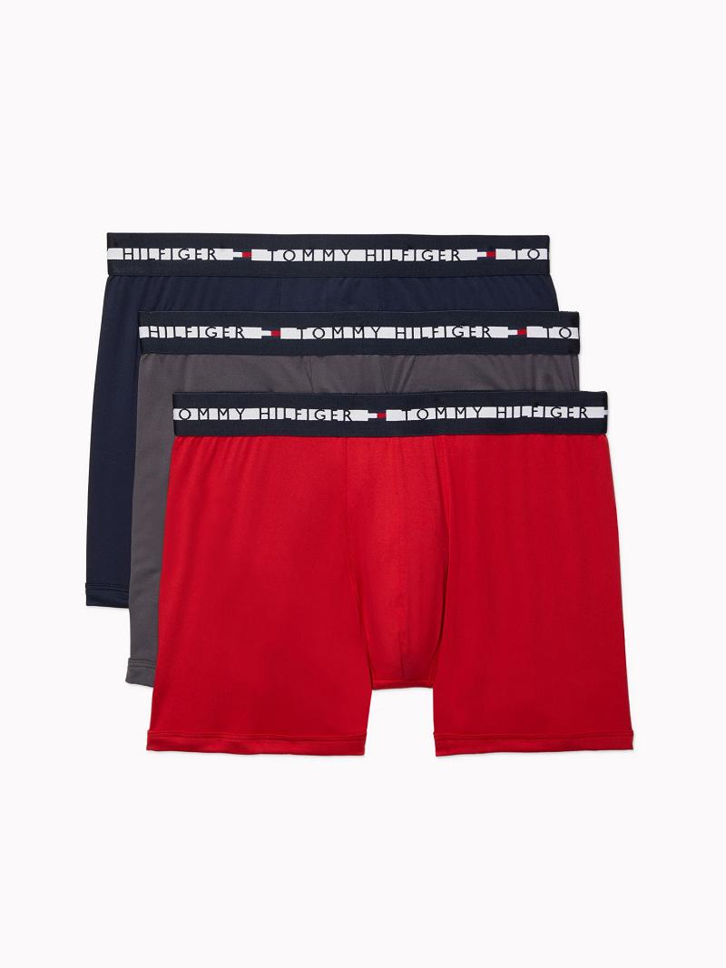 Férfi Tommy Hilfiger Th comfort + trunk 3pk Trunks Piros Szürke Sötétkék | HU 1314FDN